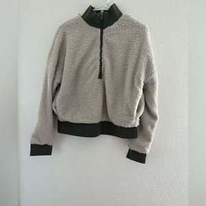 Fabletics green Sherpa half zip sweater